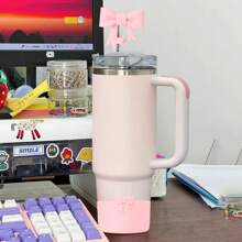 3 件套蝴蝶结硅胶吸管盖套装，蝴蝶结吊坠可调节金属链杯饰装饰适合 30 和 40 盎司杯子，10 毫米可重复使用的吸管盖，蝴蝶结杯套，防尘吸管盖可爱杯子配件套装，节日礼物。 - 彩色 - 查看 5