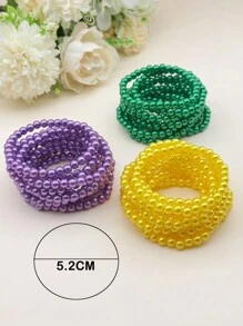 1 Bộ Vòng Tay Ngọc Trai Giả Co Giãn Nhiều Sợi Cho Nữ Với Nhiều Màu Sắc Rực Rỡ - Tím, Vàng, Xanh Lá, Hình Quả Tennis, Phù Hợp Theo Yêu Cầu Cá Nhân - vòng đeo tay - Xem 7