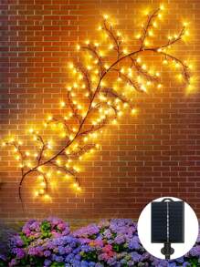 1 件太阳能藤条灯，96LED 人造树枝灯，带 8 种照明模式，适用于户外、庭院、露台、花园、情人节、露营、阳台墙壁装饰 - 棕色 - 查看 8