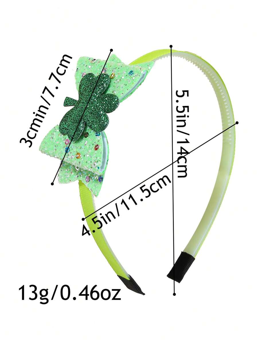 1/4pcs/Set Children Girl St. Patrick's Day Headband Glitter Bow Clover