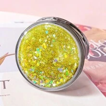 1pc/2pcs/4pcs Folding Double-Sided Mirror Glitter Small Mirror Folding Handheld Pocket Mirror Portable Travel Pocket Makeup Mirror For Pockets, Bags And Travel Gifts Birthday Graduation