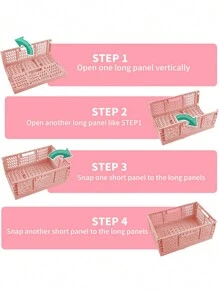 1 件迷你可折叠塑料篮，用于整理和储存，可折叠储物盒，整理箱，珠宝盒，适用于家庭、厨房、卧室、浴室、办公室 - 彩色 - 查看 8