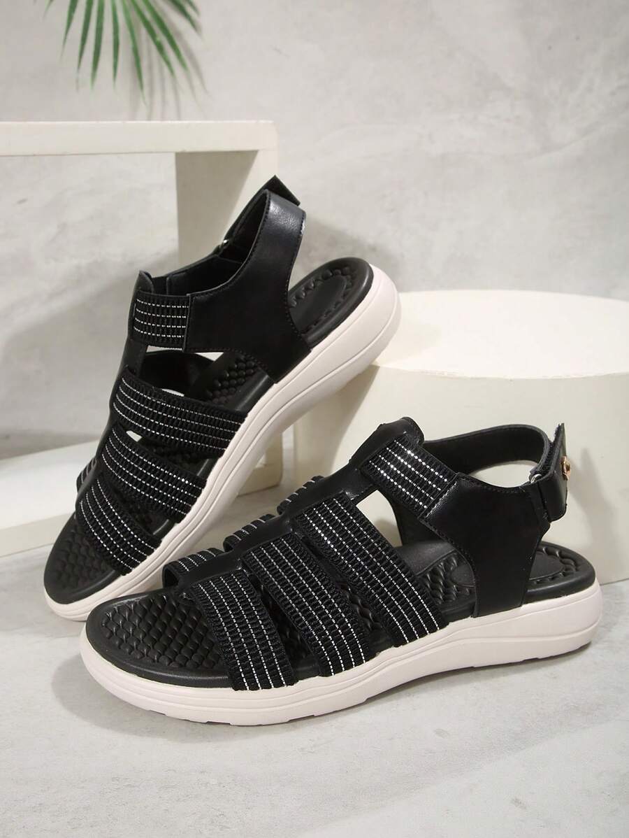 Sandalias con suela gruesa para mujer, zapatos ligeros para playa, sandalias romanas versátiles, tallas grandes, sandalias deportivas de moda con suela blanda