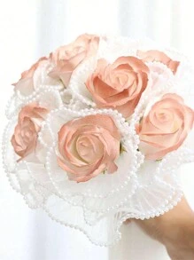 1 Lưới gói hoa tươi đính ngọc trai giả dùng trang trí bó hoa màu hồng/trắng, thích hợp tặng cho cặp đôi hoặc mẹ, đồ dùng tiệc tùng - Nhiều màu - Xem 3
