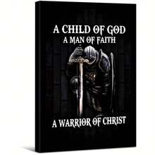 Dark Knight With Christian Faith Theme Large Wooden Framed Wall Art Home Decor Canvas Painting- For Bedroom, Bathroom, Living Room, Office, Kitchen, Holiday Gift- 1pc - Nhiều màu - Xem 1