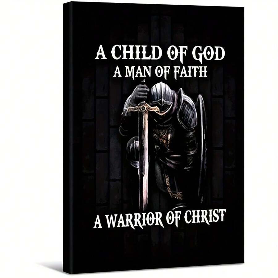 Dark Knight With Christian Faith Theme Large Wooden Framed Wall Art Home Decor Canvas Painting- For Bedroom, Bathroom, Living Room, Office, Kitchen, Holiday Gift- 1pc - Nhiều màu - Xem 1