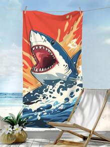 1 st microvezel haaienprint absorberende zwemstrandhanddoek voor vakantie, baden, buitenreizen zomer, vakantie