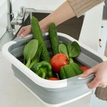 Tabla de Cortar Plegable 3 en 1 Multifuncional, Lavabo Portable para Frutas y Verduras con Drenaje y Tapón - Multicolor - Ver 6