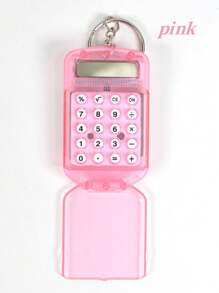 1 pieza Llavero con miniatura de calculadora de tapa abatible de moda y creativa, casual, regalo del Día de San Valentín, regalo para amigos (llave no incluida), accesorio de coche, adorno de bolso, escuela