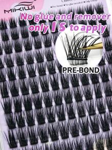 100pcs No Glue Lash Clusters Easy-Apply Self-Adhesive Eyelashes - Wispy, Reusable Cluster Lashes 10-16mm, Glue Free, Diy At Home Natural Look Pre-Bond False Eyelasheslash Clusters,Eyelash Clusters,Individual Eyelashes,Lashes,Fake Lashes - C - View 4