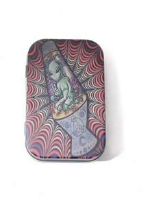 1 件，马口铁便携式桌面珠宝收纳盒，珠宝收纳盒，最佳礼物，时尚多功能，带有各种图案，如花朵、草莓、冲浪、骷髅、心形、蘑菇、蝙蝠等，送给妈妈的礼物 - 彩色 - 查看 21