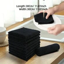 20 Pcs Dish Cloth Set, Microfiber Rag, Kitchen Scouring Pad, Multi-Purpose Car Cleaning Rag - Black - View 3