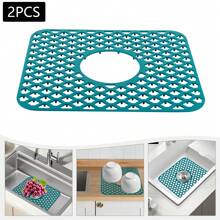 kangten 2PCS Quadratische Spülbeckenmatte Spülbeckenschutzmatte Silikon isolierte - Grün - Übersicht 1