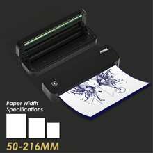 Neebol Cordless Tattoo Transfer Stencil Printer, Upgraded Wireless Tattoo Printer Machine Kit With 5Pcs Transfer Paper, Compatible With Phone & PC, Portable Thermal Printer, Tattoo Kit Tattoo Gun Supplies Equipment Gifts For Tattoo Artists & Beginners - 黑色 - 查看 3