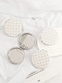 1 Stück weißer Glitzer Strass-Doppelspiegel, perfekt für Valentinstag, Hochzeit, Braut, Neuvermählte, Paar und Beauty-Liebhaber. Geeignet für Make-up, Hautpflege, Reisen, Büro, Partys und andere Anlässe. Leicht, tragbar, ideal um die Körperpflege zu verbessern und Eleganz in Ihren Alltag zu bringen.