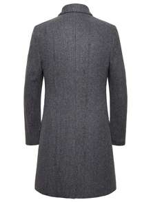 Men's Fashion Mid-Length Woolen Overcoat Single Breasted Suit Jacket YF602 - Dark Grey - View 4