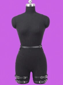 Women's Fashion Waist Belt, Hip & Thigh Belt, PU Leather Garter Belt, Sexy Lingerie Accessory, Jeans Accessory, Punk Gothic Rivet Decoration Waist Belt For Jeans