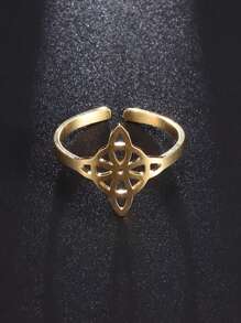 1 Pc Stainless Steel Witch Knot Ring Hollow Celtic Knot Adjustable Open Ring Elegant Fashion Irish Witchcraft Amulet Jewelry