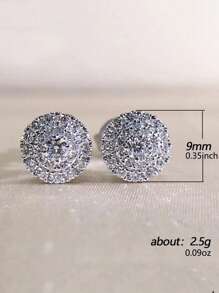 2 chiếc khuyên tai tròn bằng đồng tối giản Cubic Zirconia, quà tặng trang sức thời trang đa năng cho cả nam và nữ - Hoa tai - Xem 8