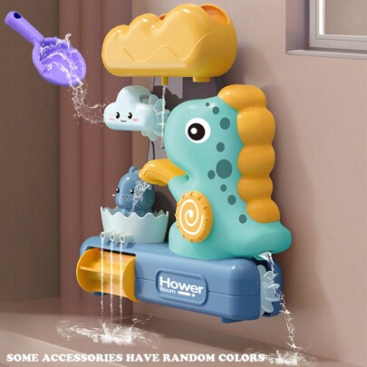 1 Set Of Children's Cute Dinosaur Spinning Suction Cup Bath Toys, Shower Sprinkler, Bathtub Water Play Toys For Boys And Girls, Interactive Bath Time Toy, Attract Kids To Love Bathing, Birthday Gift