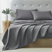 3/4 Piece Home Bed Sheet Set, Soft, Comfortable And Breathable Bedding Set, Hotel Luxury Home Summer Bedding Sheets Twin, 1 Or 2 Pillowcases, 1 Flat Sheet And 1 Fitted Sheet,Room Decor,  Ideal Gift. - Màu xám đen - Xem 8