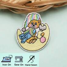 白色文字刺绣补丁和熨烫背衬可缝制 - 黑色 - 查看 1