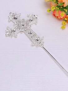 2 pièces Décorations de gâteau en métal et cristal en forme de croix, décorations de gâteau "Que Dieu bénisse" pour baptême de bébé, mariage, baptême, cuisson, fournitures pour fête de gâteau