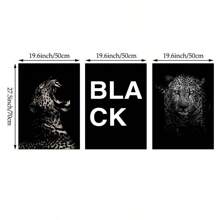 3 件奢华黑白墙艺术画野生豹帆布印刷画动物摄影时尚海报黑色美学装饰适用于卧室、客厅或办公室无框 - 彩色 - 查看 9