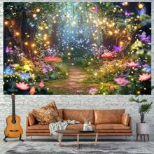 Fairytale Garden Backdrop - Spring Photography & Event Polyester Magical Wonderland Party Banner, Forest Themed Prop Background - Multicolor - View 5