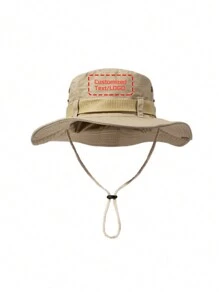 1 件定制文字/徽标带渔夫帽/速干折叠徒步渔夫帽/定制渔夫帽/个性化帽子/定制眼拉绳可调节帽子，适合日常户外穿着，徒步旅行，钓鱼，攀岩，徒步旅行 - 圖案訂製款 - 查看 9