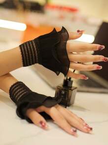 1 对女士蕾丝边假袖，春秋季轻薄卫衣/运动衫袖口延长配件，保暖腕带，情人节夏季 - 均碼 - 查看 13