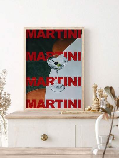 1PC Martini Print Cocktail Vintage Poster, Alcohol Poster, Bar Cart Print, Minimalist Wall Art Living Room Wall Art, Bedroom Wall Decor, Home Decor Room Decor Frameless