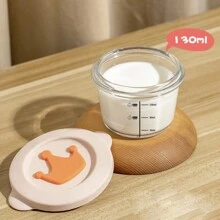 1pc Baby Glass Food Supplement Box,Sealed Supplementary Food Box With Cute Crown Pattern,Random Color