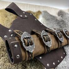 1/2/3pcs Vintage PU Leather Medieval Style Faux Leather Sword Scabbard, Mercenary Knight Adjustable Gun Holster, All Season