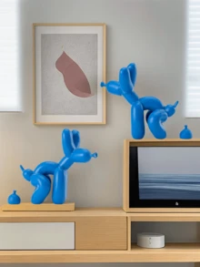 1pc Handmade Resin Balloon Dog Statue Ornament - Cute White Animal Sculptures For Home Decoration And Valentine's Day Gifts, Birthday Gifts Graduation