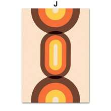 1 件复古 70 年代风格艺术印刷品橙色线条花朵太阳抽象形状海报帆布画墙画客厅装饰无框架 - 彩色 - 查看 31