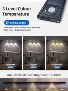 1 件橱柜下照明，可充电电池供电 LED 夜灯，室内运动传感器灯，3 种模式夜灯，无线厨房壁橱灯，粘贴式橱柜灯。家庭厨房、走廊、汽车、客厅、墙壁装饰灯 - 彩色 - 查看 2