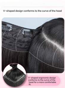 女士假发四夹一体式分层接发（18-28 英寸）合成发 V 形长直夹入式接发日常派对装饰，深棕色