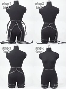 Women's Fashion Waist Belt, Hip & Thigh Belt, PU Leather Garter Belt, Sexy Lingerie Accessory, Jeans Accessory, Punk Gothic Rivet Decoration Waist Belt For Jeans