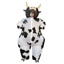 Inflatable Cow Costume, Inflatable Outfit, Role Play Party, Holiday, Halloween Costume, Parade, Carnival Costume, Jumpsuit - White - View 1