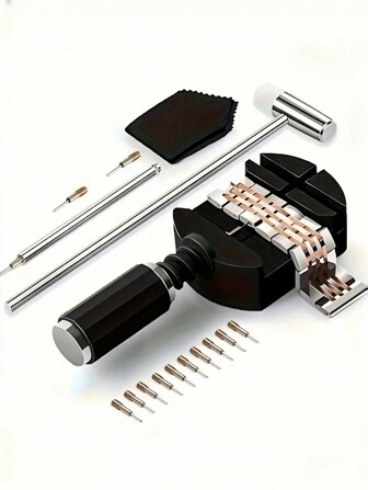 11 件完整表带调整和修理套件 - 包括链接拆卸工具，用于轻松调整表带尺寸和维护表带修理工具套装