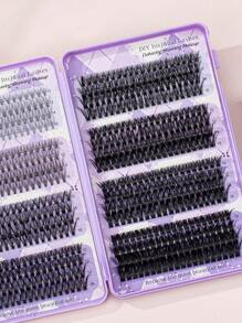 640片D型卷翘睫毛嫁接套装，30D/40D/50D睫毛簇，5-16mm混合单根睫毛，包含睫毛胶水、封层液、卸妆液、镊子，适合DIY睫毛嫁接 - 黑色 - 查看 8