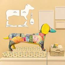 6 件狗形亚克力缝纫模板，手工制作记忆狗绗缝刺绣图案 DIY 玩偶工艺品用品带说明书 - 透明 - 查看 5