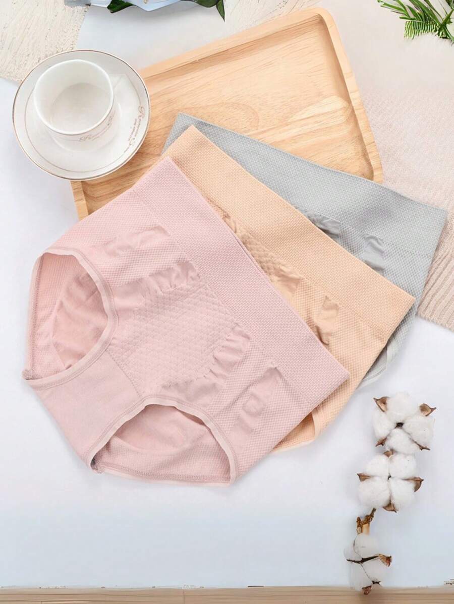 Set 4pcs Braga Faja Cintura alta, Tallas Grandes Pushup-Compresión De figura, Moldeador Glúteos, silueta Plana, Cómodos Texturizados, Transpirables - Multicolor - Ver 1