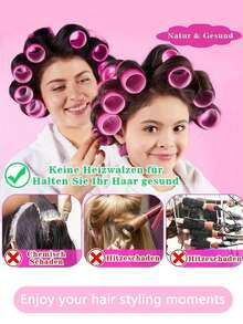 Conjunto de 18 peças de ferramentas para penteado em plástico ABS de cor sólida, adequadas para todos os tipos de cabelo, incluindo modeladores de cachos nos tamanhos pequeno, médio e grande. Conjunto essencial de acessórios para cabelo feminino, para todas as estações. Kit para penteados.