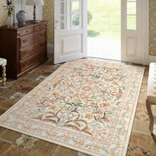 Lahome Washable 5x7 Area Rugs, Boho Pink Floral Living Room Rug Non Slip, Vintage Bedroom Indoor Rug Carpet Rug For Nursery Playroom Kitchen, Green/Multi - Mùa thu đất son - Xem 5