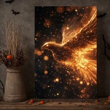 Majestic Phoenix, Soaring The Night Sky, Flames Reaching The Heavens, Wall Art, Suitable For Home And Office - Multicolor - View 3