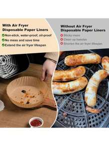 200/100张空气炸锅纸内衬空气炸锅一次性纸内衬防油防水空气炸锅纸篮碗内衬6英寸100/50/25张纸质空气炸锅内衬，默认OPP包装，6英寸不粘圆形烘焙纸，兼容大多数空气炸锅 - 彩色 - 查看 10