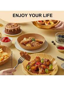 200/100张空气炸锅纸内衬空气炸锅一次性纸内衬防油防水空气炸锅纸篮碗内衬6英寸100/50/25张纸质空气炸锅内衬，默认OPP包装，6英寸不粘圆形烘焙纸，兼容大多数空气炸锅 - 彩色 - 查看 8