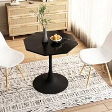 31.50"Modern Octagonal Coffee Table With Printed Black Marble Table Top Metal Base For Dining Room Kitchen Living Room - 大理石+八角形如圖 - 查看 2